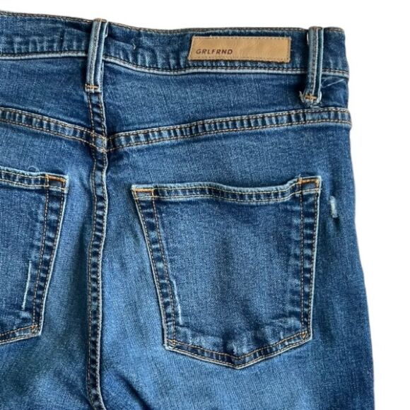 GRLFRND Blue Love All Around Kendall High Rise Raw Hem Rip Knee Skinny Jeans 25 - Picture 7 of 14
